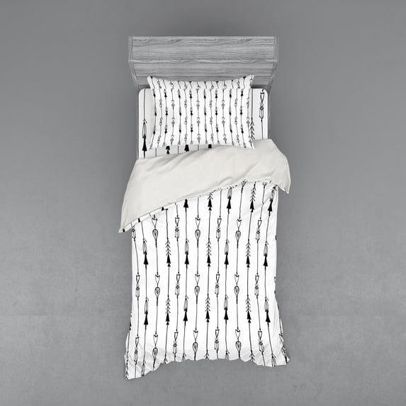Ambesonne Black White Bedding Set 3 Pcs, Tribe Vintage Arrow, Twin XL, Black and White