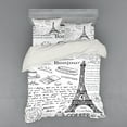 thumbnail image 1 of Ambesonne Black White Bedding Set 4 Pcs, Bonjour Croissan Coffee, Queen, Black White, 1 of 3