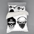 thumbnail image 1 of Ambesonne Black White Bedding Set 4 Pcs, Funny Skull Band, Queen, Black White, 1 of 3