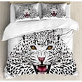thumbnail image 1 of Ambesonne Black White Duvet Cover Set, Angry Wild Leopard, 2-Calking, Amber White and Black, 1 of 7