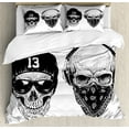 thumbnail image 1 of Ambesonne Black White Duvet Cover Set, Funny Skull Band, Queen, Black White, 1 of 3
