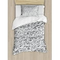 thumbnail image 1 of Ambesonne Black White Duvet Cover Sets, Orchid Flowers Leaf, 2-Twin, Charcoal Grey White, 1 of 1
