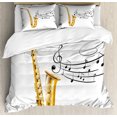 thumbnail image 1 of Ambesonne Black White Duvet Cover Sets, Template Solo Vibes, 2-King, Yellow Black White, 1 of 7