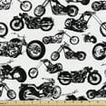 thumbnail image 1 of Ambesonne Black White Fabric by the Yard Upholstery, Models of Motorbike, 1 Yard, Black White, 1 of 4