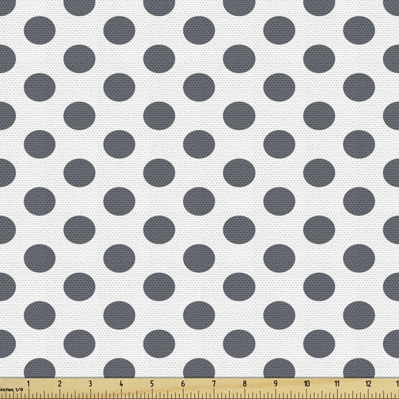 Ambesonne Black White Fabric by the Yard Upholstery, Vintage Sketch Dots, 1 Yard, Charcoal Grey White