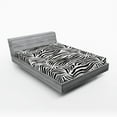thumbnail image 1 of Ambesonne Black White Fitted Sheet 2 Pcs Set, Wild Zebra Lines, California King, Black White, 1 of 3