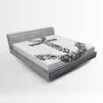 thumbnail image 1 of Ambesonne Black White Fitted Sheet, Anchor Shape Flower, Queen Size, Black White, 1 of 2
