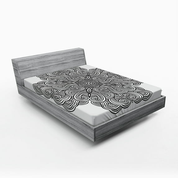 Ambesonne Black White Fitted Sheet, Celtic Art, Queen Size, Black White