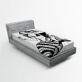 thumbnail image 1 of Ambesonne Black White Fitted Sheet, Fish Tailed Young Girl, Twin Size, White and Black, 1 of 2