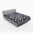 thumbnail image 1 of Ambesonne Black White Fitted Sheet, Gardening Flowers, Queen Size, Dark Navy Blue White, 1 of 2