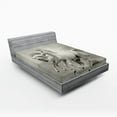 thumbnail image 1 of Ambesonne Black White Fitted Sheet, Horse Freedom Theme, Queen Size, White and Black, 1 of 2