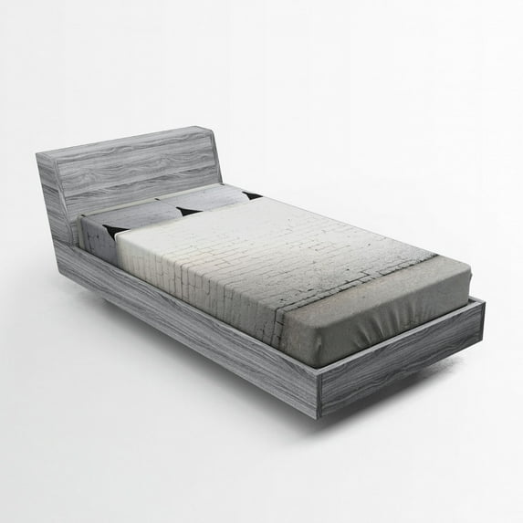 Ambesonne Black White Fitted Sheet, Modern Minimalist, Twin Size, Black and White