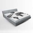 thumbnail image 1 of Ambesonne Black White Fitted Sheet, Octopus World Map, Full Size, Black White, 1 of 2