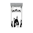 thumbnail image 1 of Ambesonne Black White Fitted Sheet & Pillow Sham Set, 3 Kittens, Twin, Black and White, 1 of 3