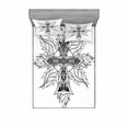 thumbnail image 1 of Ambesonne Black White Fitted Sheet & Pillow Sham Set, Gothic Themed Shape, Queen, White and Black, 1 of 2