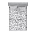 thumbnail image 1 of Ambesonne Black White Fitted Sheet & Pillow Sham Set, Orchid Flowers Leaf, Queen, Charcoal Grey White, 1 of 2
