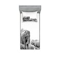 thumbnail image 1 of Ambesonne Black White Fitted Sheet & Pillow Sham Set, Savannah Animals Sketch, Twin, White and Black, 1 of 2