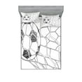 thumbnail image 1 of Ambesonne Black White Fitted Sheet & Pillow Sham Set, Soccer Ball in Net, Full, Black White, 1 of 2