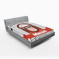 thumbnail image 1 of Ambesonne Black White Fitted Sheet, Retro Red Music Box, Full Size, Orange Pale Grey Black, 1 of 3