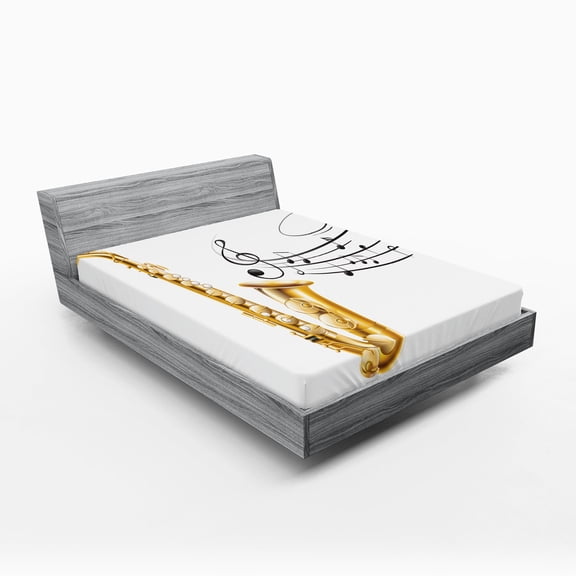 Ambesonne Black White Fitted Sheet, Template Solo Vibes, Full Size, Yellow Black White