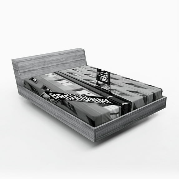 Ambesonne Black White Fitted Sheet, Wall Street NYC Photo, Queen Size, White and Black