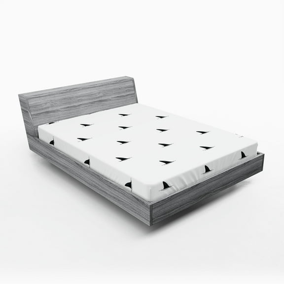 Ambesonne Black White Fitted Sheet, Wild Shark Fish, Full Size, White Black