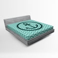 thumbnail image 1 of Ambesonne Black White Fitted Sheet, Zig Zag Pattern, Full Size, Dark Green Turquoise, 1 of 2