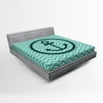 thumbnail image 1 of Ambesonne Black White Fitted Sheet, Zig Zag Pattern, Queen Size, Dark Green Turquoise, 1 of 2