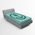 thumbnail image 1 of Ambesonne Black White Fitted Sheet, Zig Zag Pattern, Twin Size, Dark Green Turquoise, 1 of 2