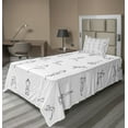 thumbnail image 1 of Ambesonne Black White Fitted & Top Sheet Set with Sham, Stickman Yoga Moves, Black White, 1 of 4