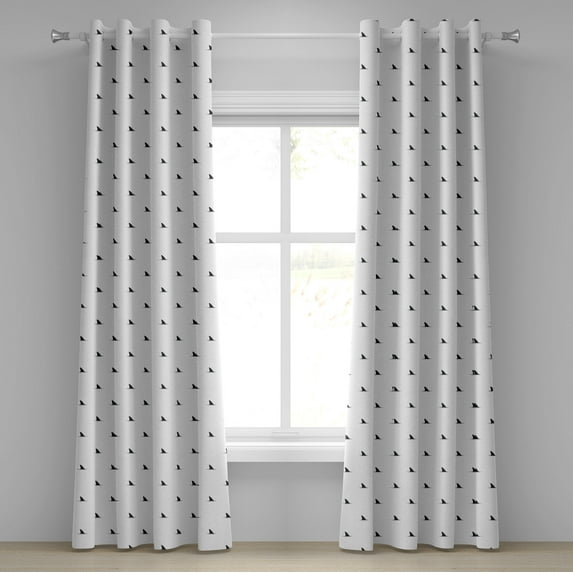 Ambesonne Black White Grommet Curtain, Wild Shark Fish, 50" x 96", White Black