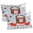 thumbnail image 1 of Ambesonne Black White Pillow Sham 2 Pack, Retro Red Music Box, 30"x20", Orange Pale Grey Black, 1 of 3