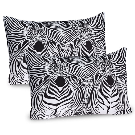 Ambesonne Black White Pillow Sham 2 Pack, Savannah Zebra Stripe, 26"x20", Black White