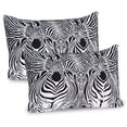 thumbnail image 1 of Ambesonne Black White Pillow Sham 2 Pack, Savannah Zebra Stripe, 30"x20", Black White, 1 of 3