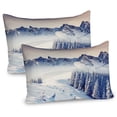 thumbnail image 1 of Ambesonne Black White Pillow Sham 2 Pack, Snowy Winter View, 36"x20", Blue Grey White, 1 of 3