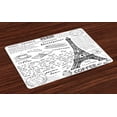 thumbnail image 1 of Ambesonne Black White Place Mats Set of 4, Bonjour Croissan Coffee, Standard Size, Black White, 1 of 3
