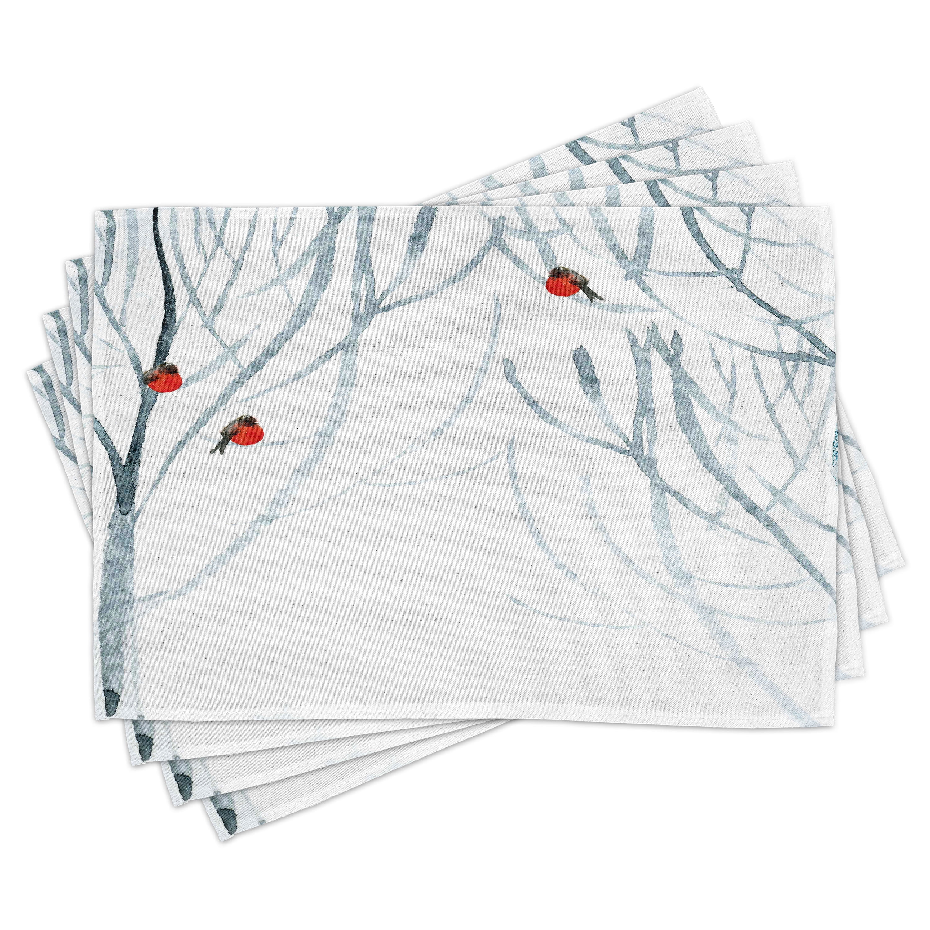 Winter Woods Watercolor Fabric Placemats Set of 4