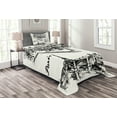 thumbnail image 1 of Ambesonne Black White Quilted Bedspread Set 2 Pcs, Retro Sketchy Paris, Twin Size, White Black, 1 of 3