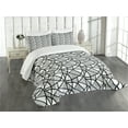 thumbnail image 1 of Ambesonne Black White Quilted Bedspread Set 2 Pcs, Thick Thin Lines Tile, Twin Size, Black and White, 1 of 5