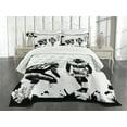 thumbnail image 1 of Ambesonne Black White Quilted Bedspread Set 3 Pcs, American Soccer Dot, Queen Size, Black White, 1 of 5