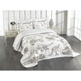 thumbnail image 1 of Ambesonne Black White Quilted Bedspread Set 3 Pcs, Dinosaurs Skeleton, King Size, Dark Brown White, 1 of 5