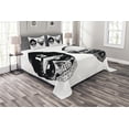 thumbnail image 1 of Ambesonne Black White Quilted Bedspread Set 3 Pcs, Funny Skull Band, King Size, Black White, 1 of 3