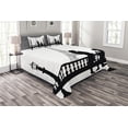 thumbnail image 1 of Ambesonne Black White Quilted Bedspread Set 3 Pcs, Paris City Lovers, Queen Size, Black and White, 1 of 3