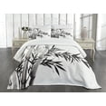 thumbnail image 1 of Ambesonne Black White Quilted Bedspread Set 3 Pcs, Watercolor Tree Branch, Queen Size, Charcoal Grey and White, 1 of 5