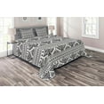thumbnail image 1 of Ambesonne Black White Quilted Coverlet 3 Pcs, Eagle Prehistoric Art, Queen Size, Black White, 1 of 3