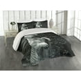 thumbnail image 1 of Ambesonne Black White Quilted Coverlet 3 Pcs, Exotic White Tiger, King Size, Charcoal Grey Pale Grey, 1 of 2
