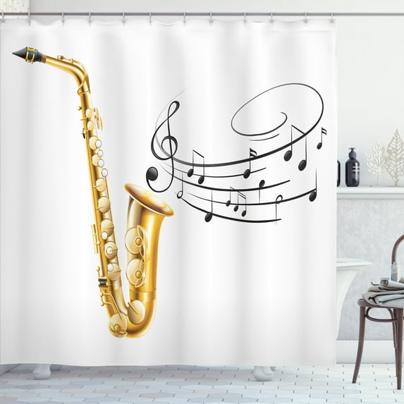 Ambesonne Black White Shower Curtain, Template Solo Vibes, 69"Wx75"L, Yellow Black White