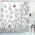 thumbnail image 1 of Ambesonne Black White Shower Curtain, Wedding Heart Shape, 69"Wx84"L, Black White Red, 1 of 5