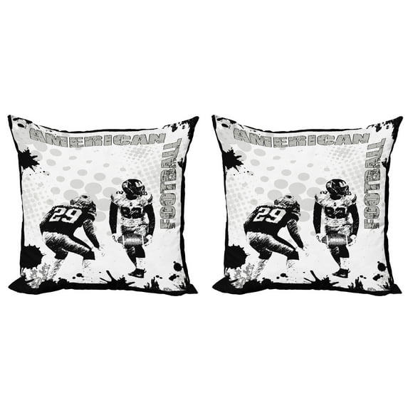 Ambesonne Black White Throw Pillow Cover 2 Pack, American Soccer Dot, 16", Black White