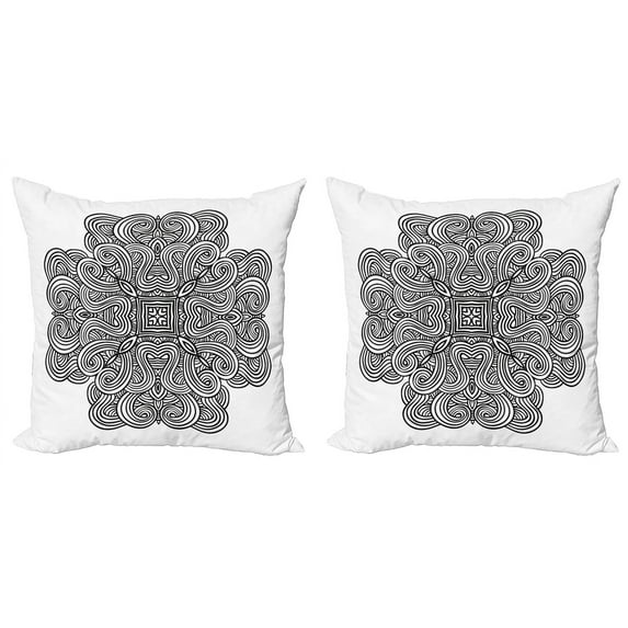 Ambesonne Black White Throw Pillow Cover 2 Pack, Celtic Art, 18", Black White